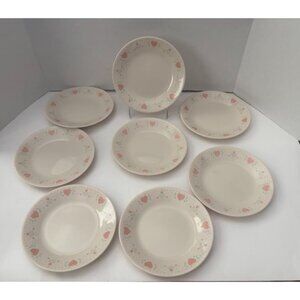 CORELLE Dessert Bread Plates Forever Yours Set of 8 Sandstone Hearts Flowers